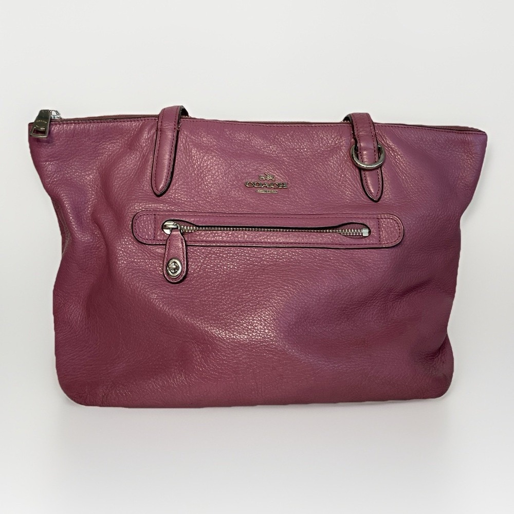 Coach‎ Taylor Tote Bag Lilac Purple Pebble Leather Handbag READ DESCRIPTION